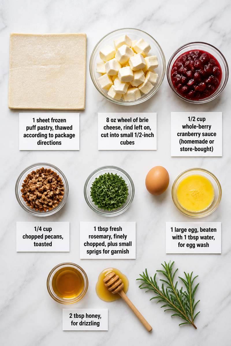 Cranberry Brie Puff Pastry Bite