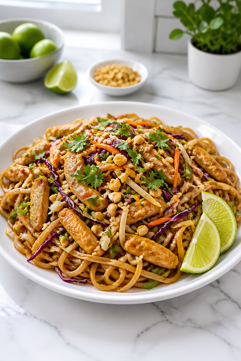 Easy Chicken Pad Thai Noodle Dinner