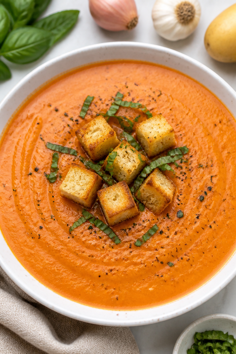 Easy Creamy Tomato Basil Soup