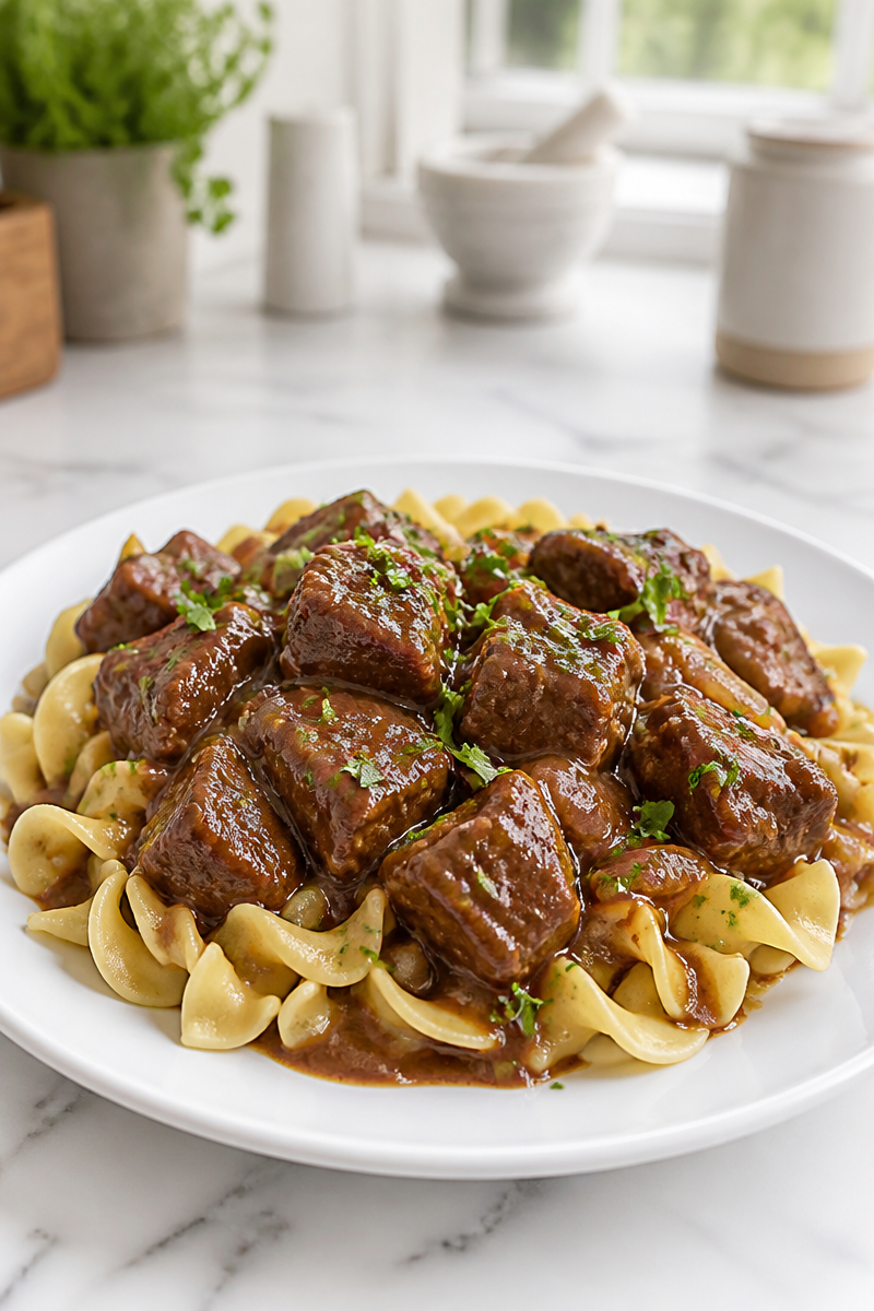 Easy Slow Cooker Beef Tips Dinner