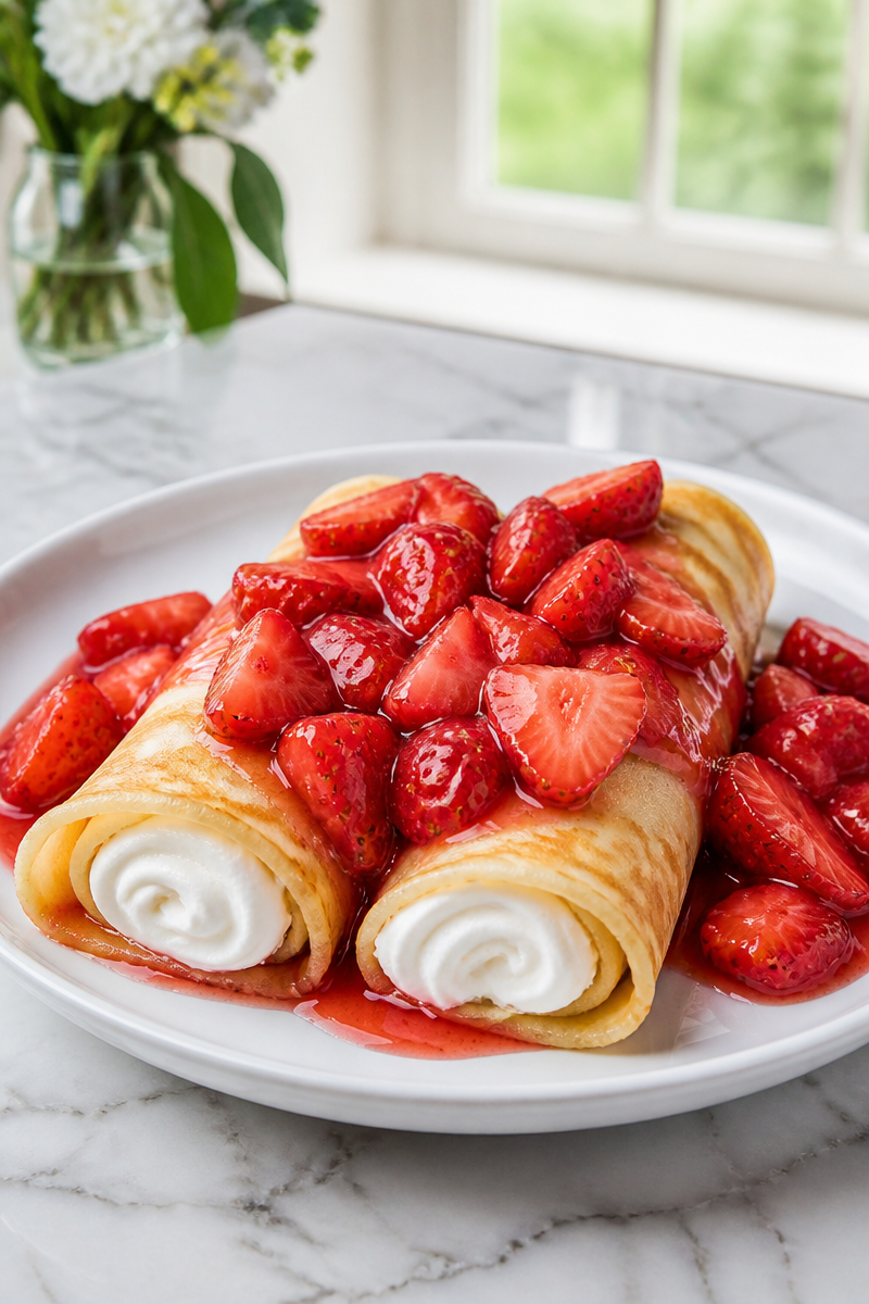 Easy Strawberry Cream Crepe Breakfast Easy Strawberry Cream Crepe Breakfast
