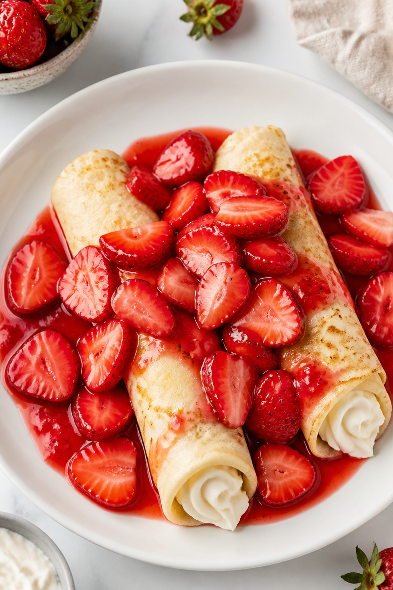 Easy Strawberry Cream Crepe Breakfast