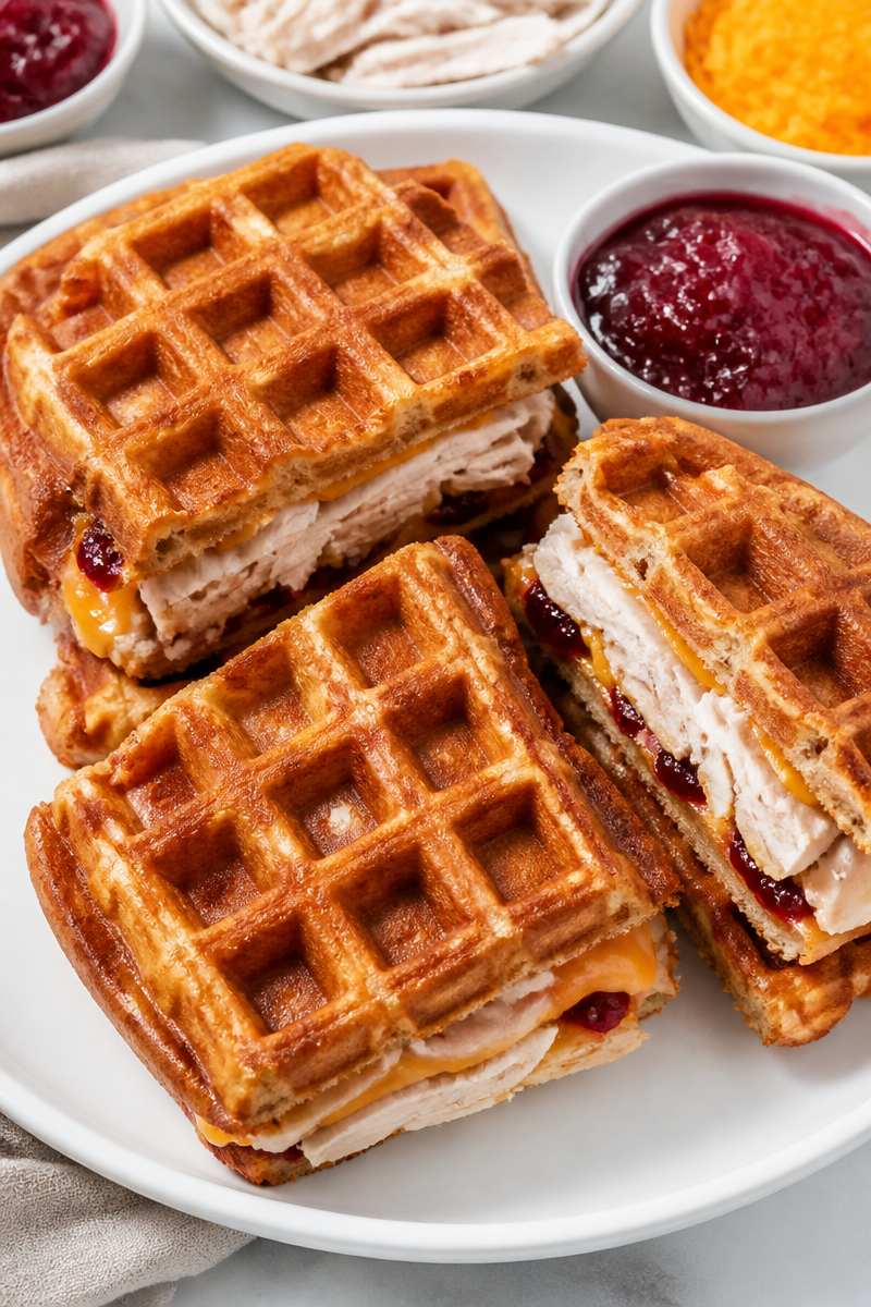 Leftover Turkey Waffle Iron Sandwich Leftover Turkey Waffle Iron Sandwich