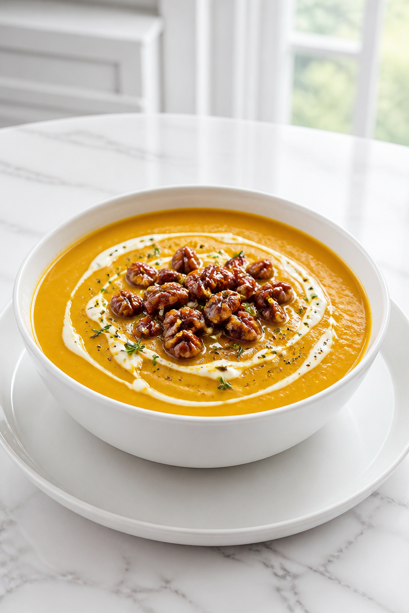 Pumpkin Bisque Soup Toasted Pecan Pumpkin Bisque Soup Toasted Pecan