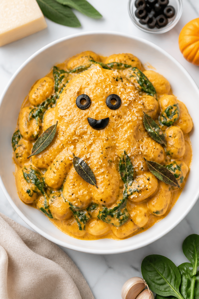 Pumpkin Ghost Gnocchi Skillet Dinner Pumpkin Ghost Gnocchi Skillet Dinner