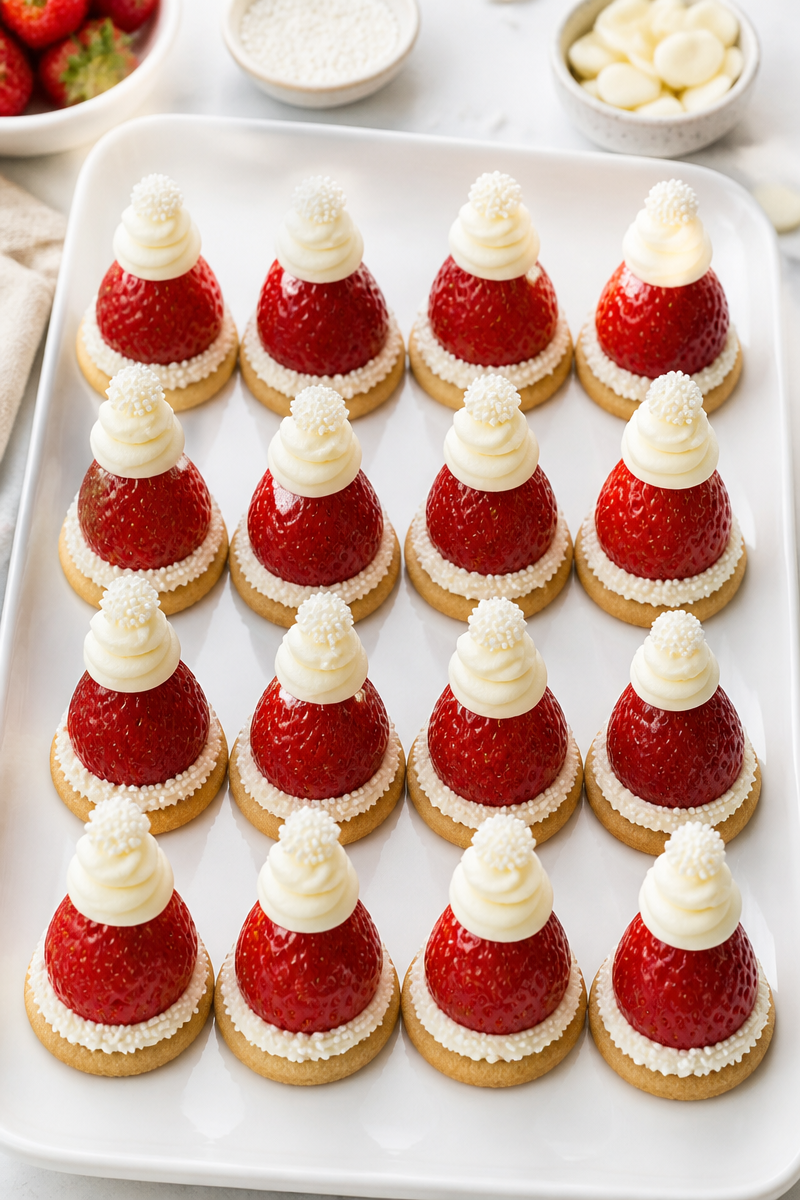 Santa Hat Strawberry Cheesecake Bite Santa Hat Strawberry Cheesecake Bite