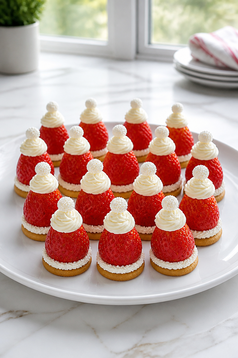 Santa Hat Strawberry Cheesecake Bite Santa Hat Strawberry Cheesecake Bite