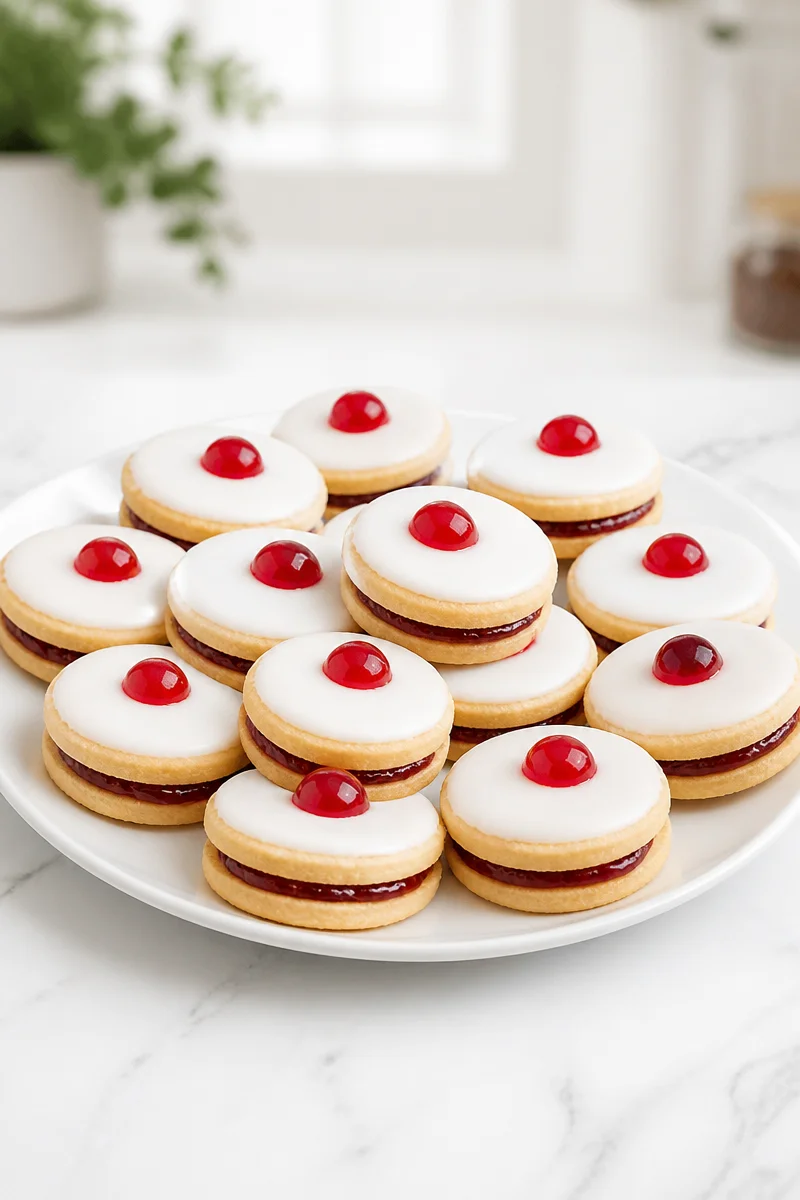 Iced Jam Empire Cookies with Cherries iced jam empire cookies with cherries 2026 10 20 192956