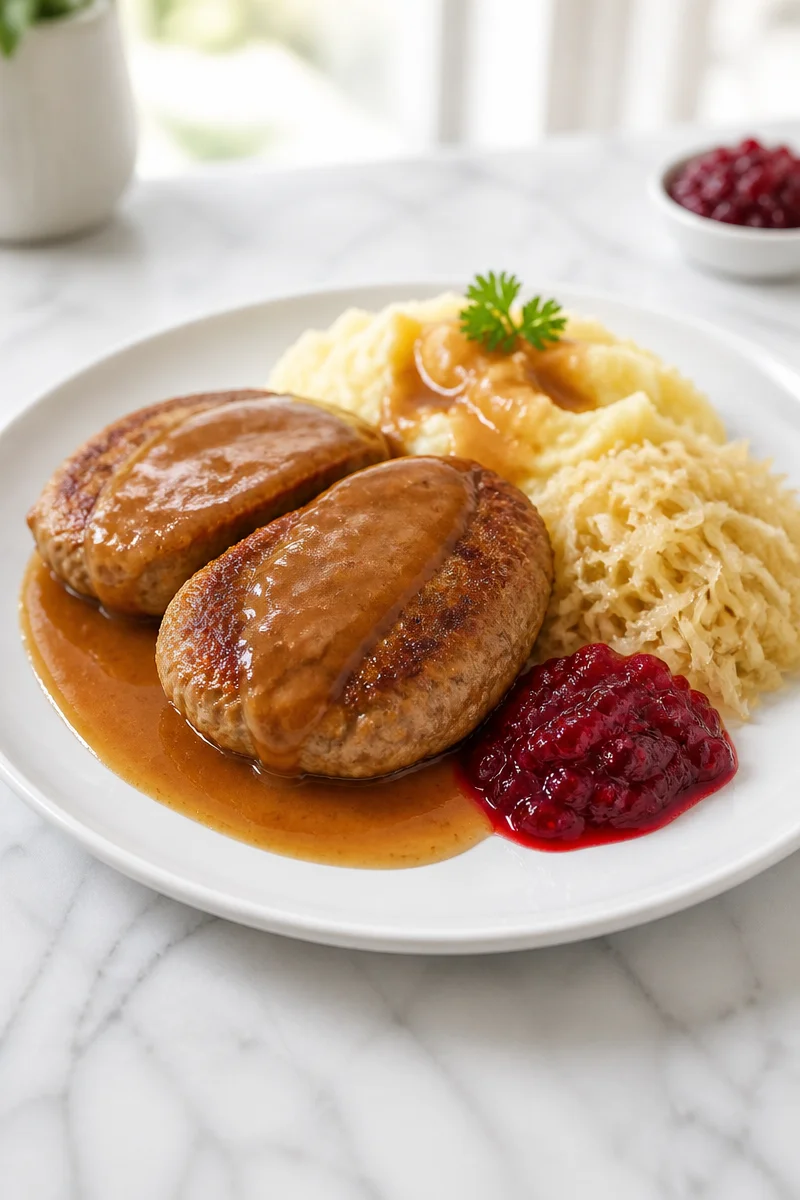 Norwegian Medisterkaker Pork Patties, Brown Gravy norwegian medisterkaker pork patties brown gravy 2026 10 16 032213